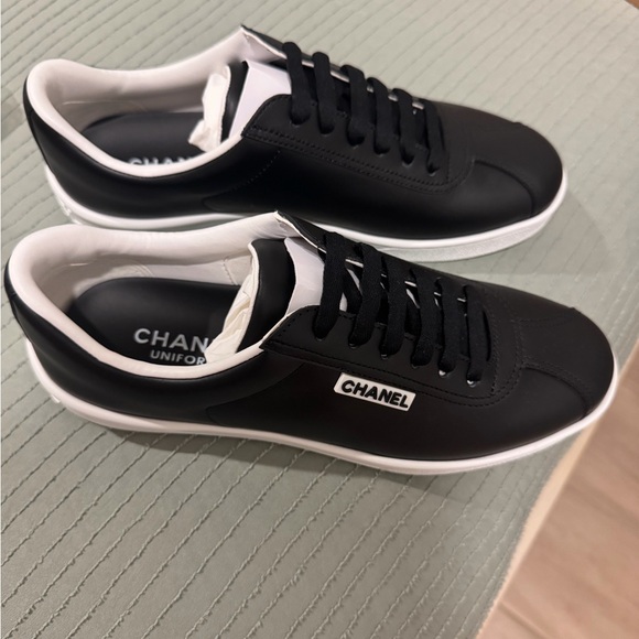CHANEL Shoes - CHANEL Black and White Low-Top Athletic Sneakers